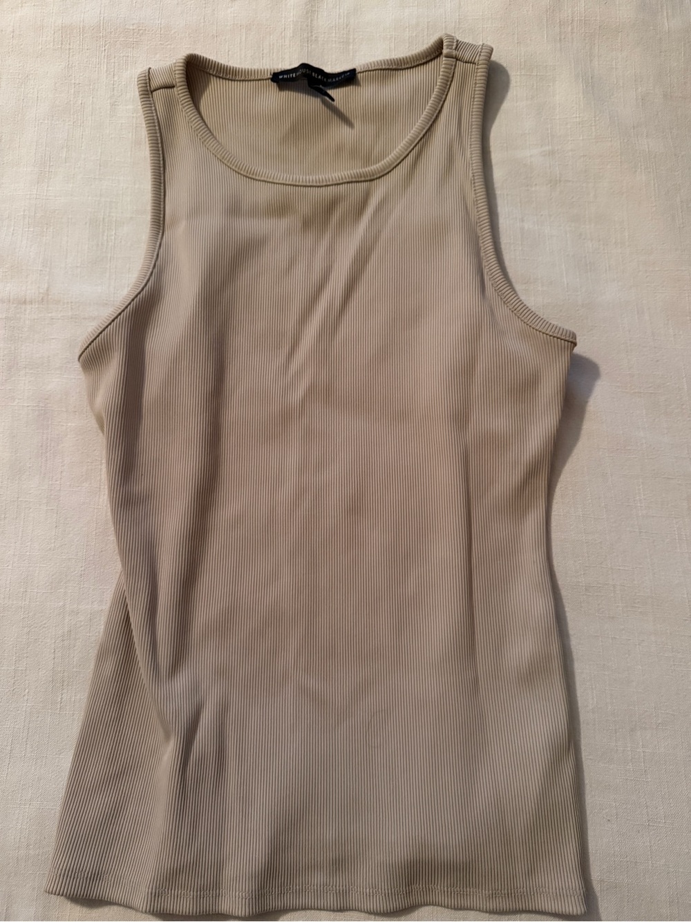 White House Black Market Beige Ribbed Tank Top